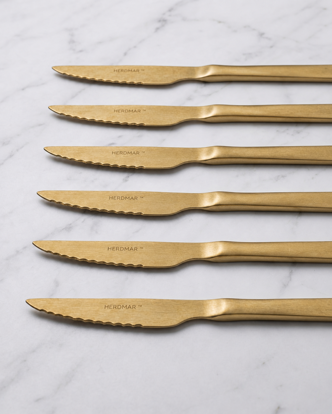 Set of 6 Tribeca Gold Vintage Steak Knives