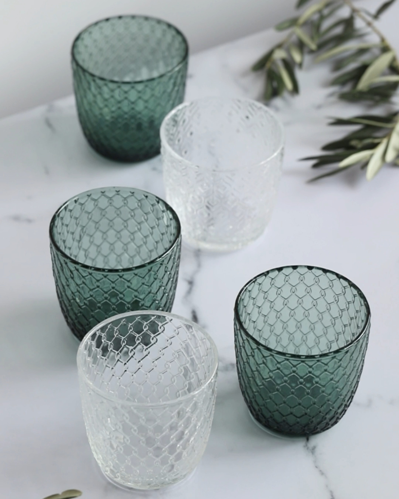 Set 6 vasos Textures Mix Olive Green
