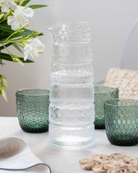 Set 6 gläser Textures Olive + Krug Clear