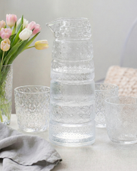 Set 6 vasos + jarra Textures Clear