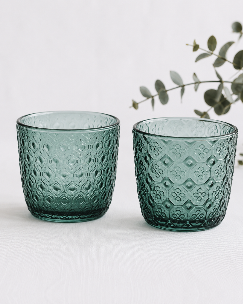 Textures Optical Olive Green Gläser 6er-Set