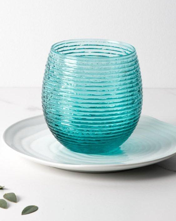 Set 6 vasos + Jarra Reeded Turquoise