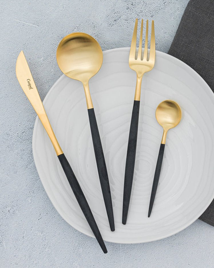 Bestek 24 stuks Cutipol Goa Zwart Goud