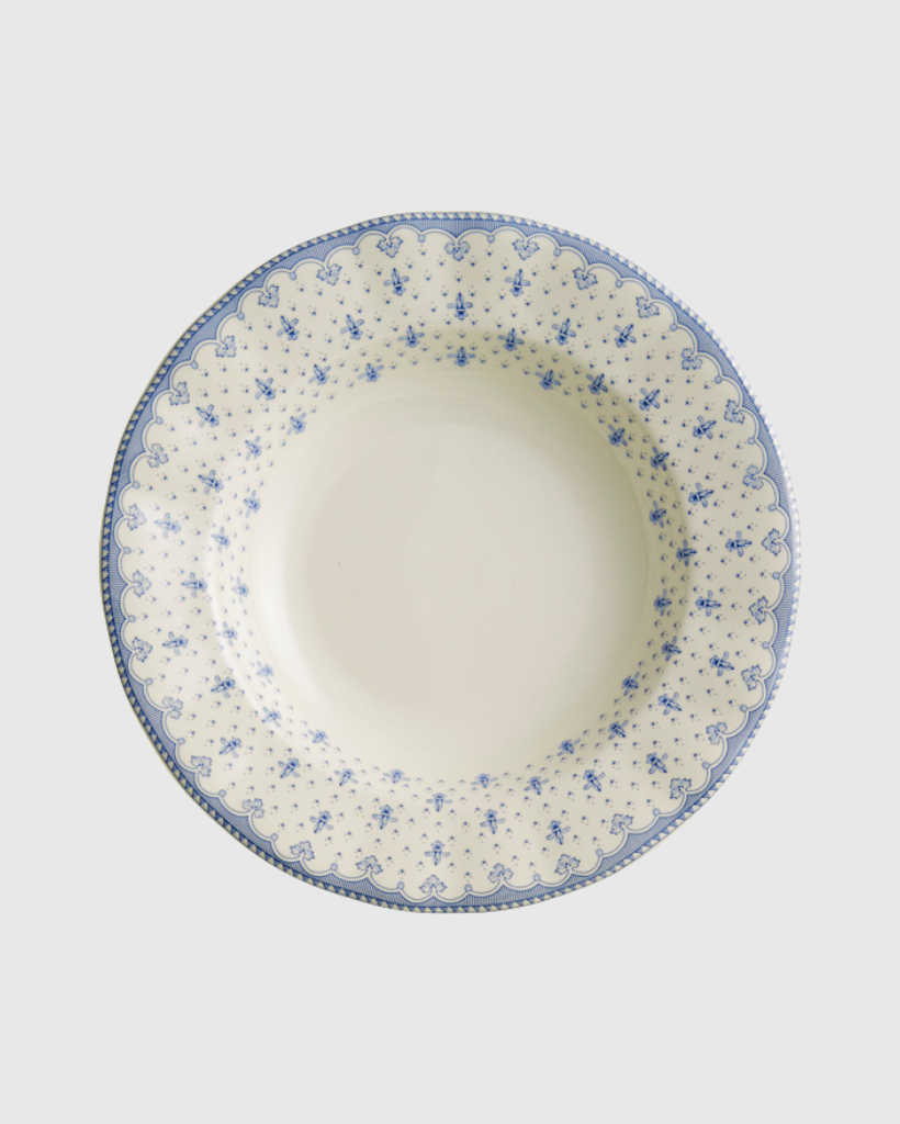 Plato hondo Flor de Lis Azul 6 unidades