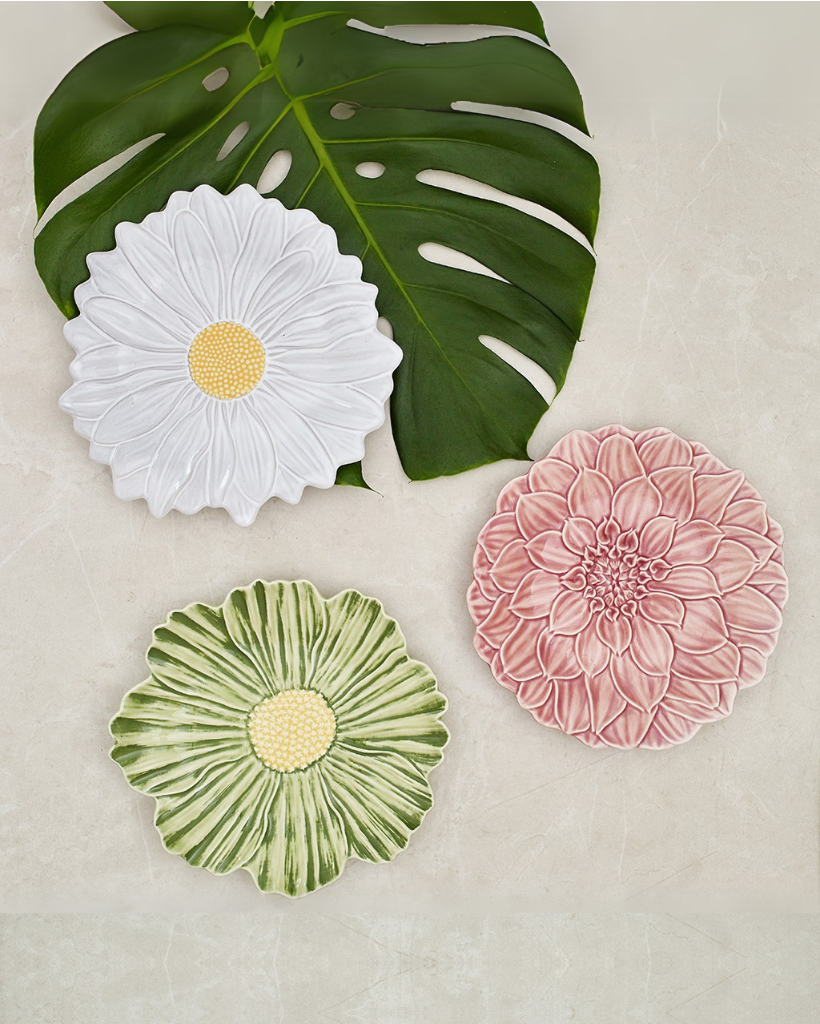 Set 3 Dessert Plates Flowers