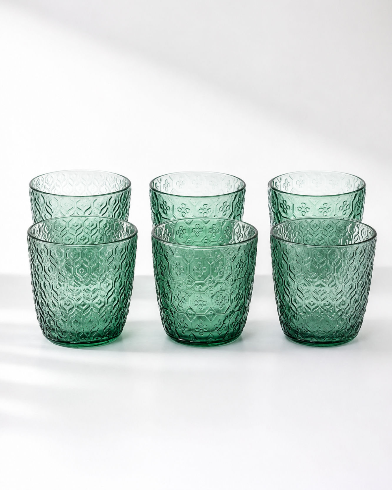 Set of 6 Textures Optical Olive Green Glasses