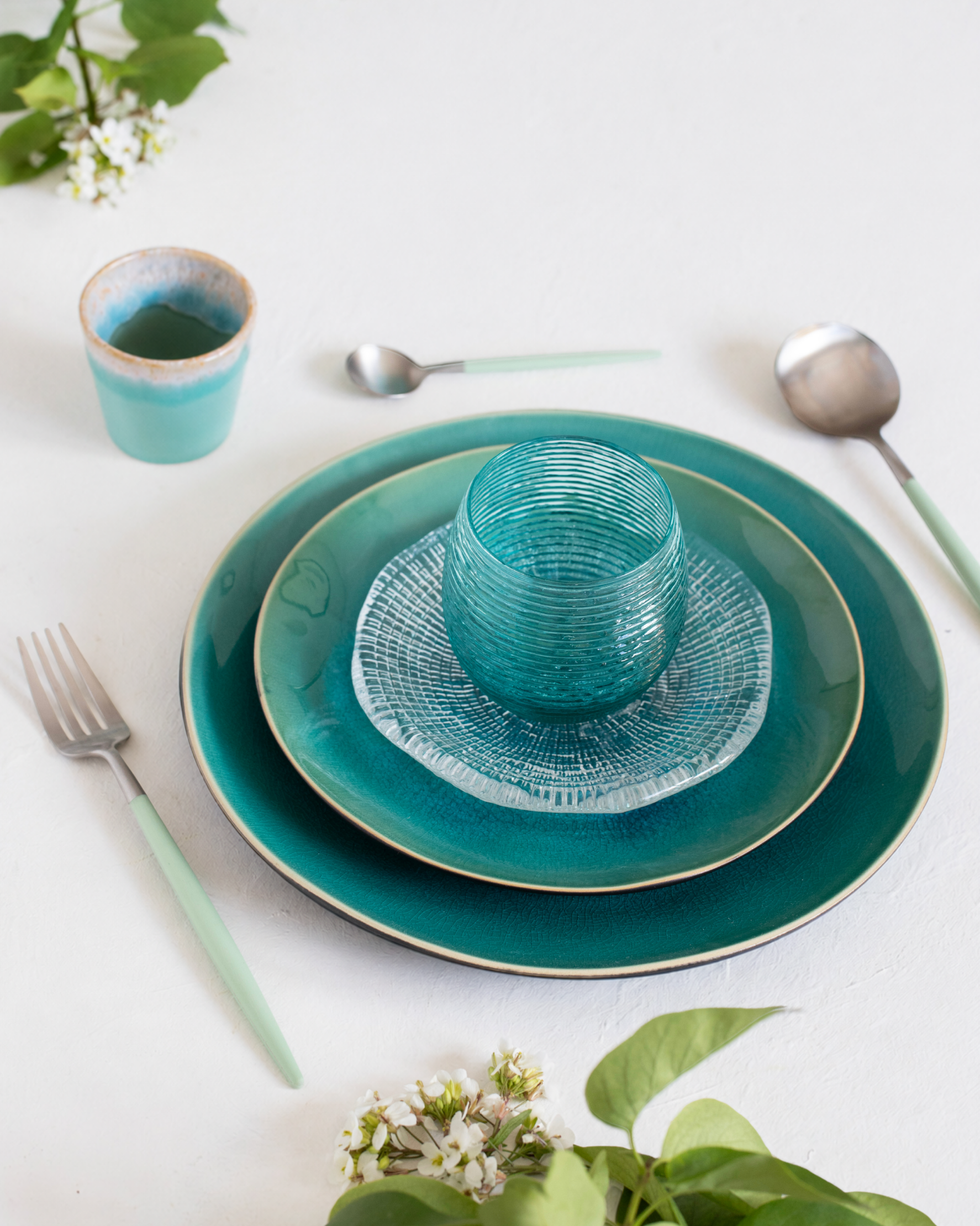 Ensemble de 6 verres Reeded Turquoise