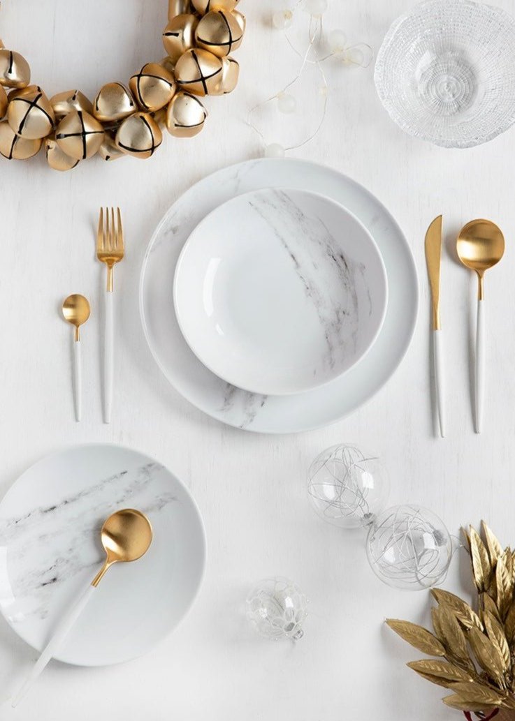 Marble Effect White Marble Dinnerware Set Plate Set Marble Look