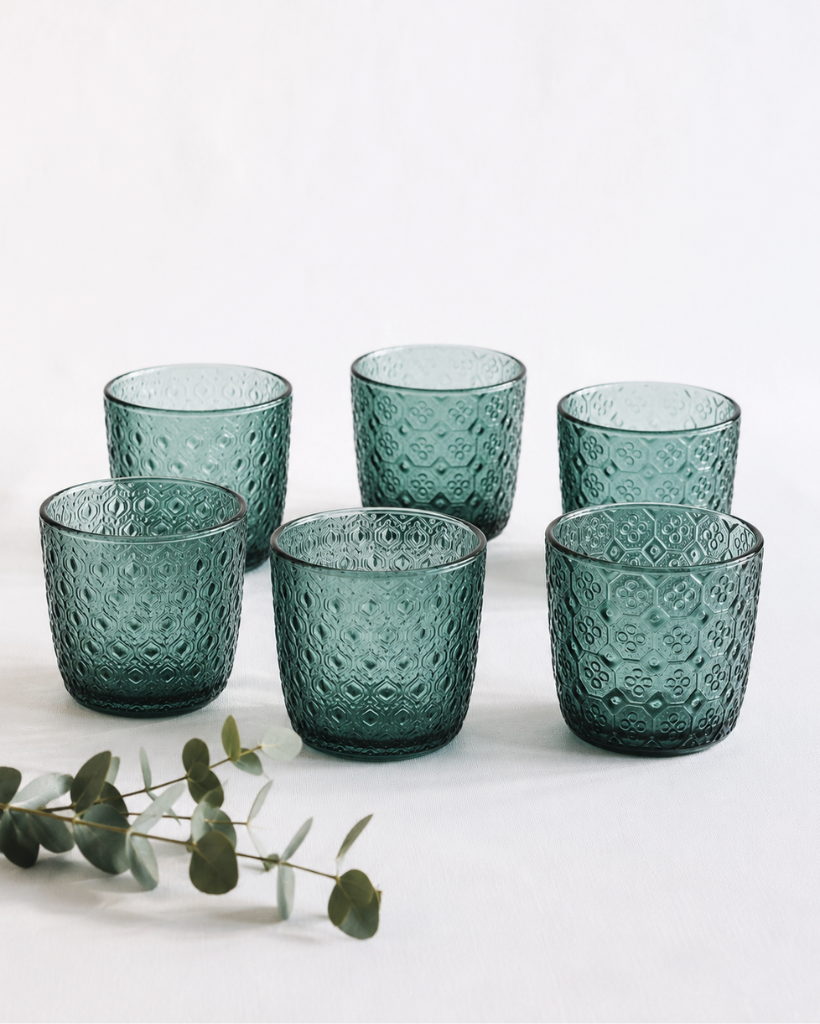 Textures Optical Olive Green Gläser 6er-Set