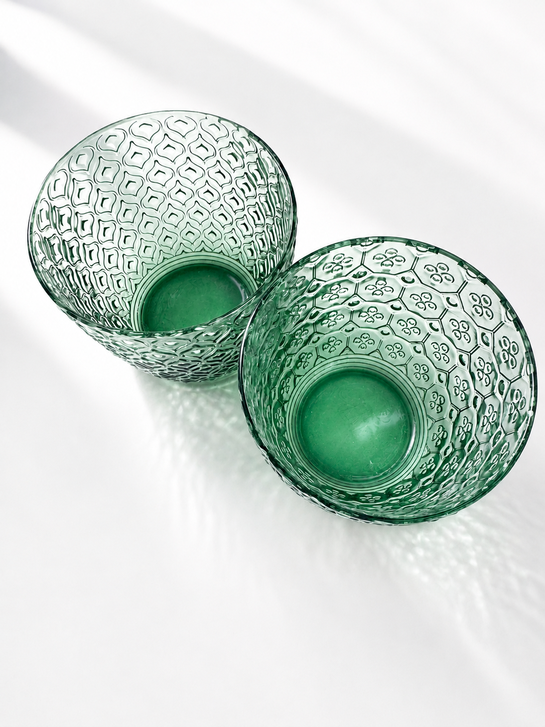 Set of 6 Textures Optical Olive Green Glasses